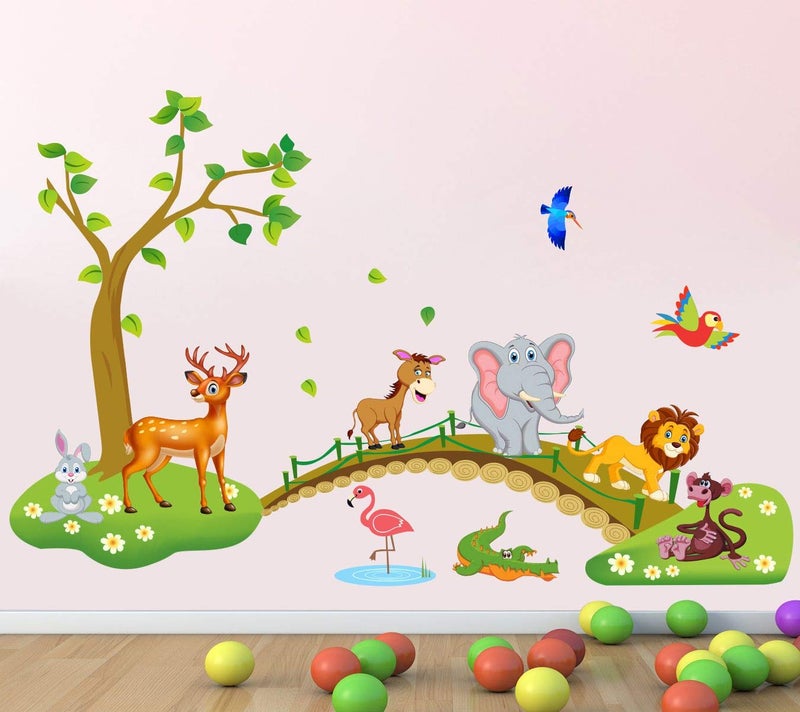 DecorVilla Decor Villa PVC Vinyl Animal Tree 3D Wall Sticker JUST Peel Stick New Modern Art Trendy Wall Stickers for Home Decoration Living RoomOffice Bedroom etc Size 58 CM X 58 CM Multicolor - Image 2