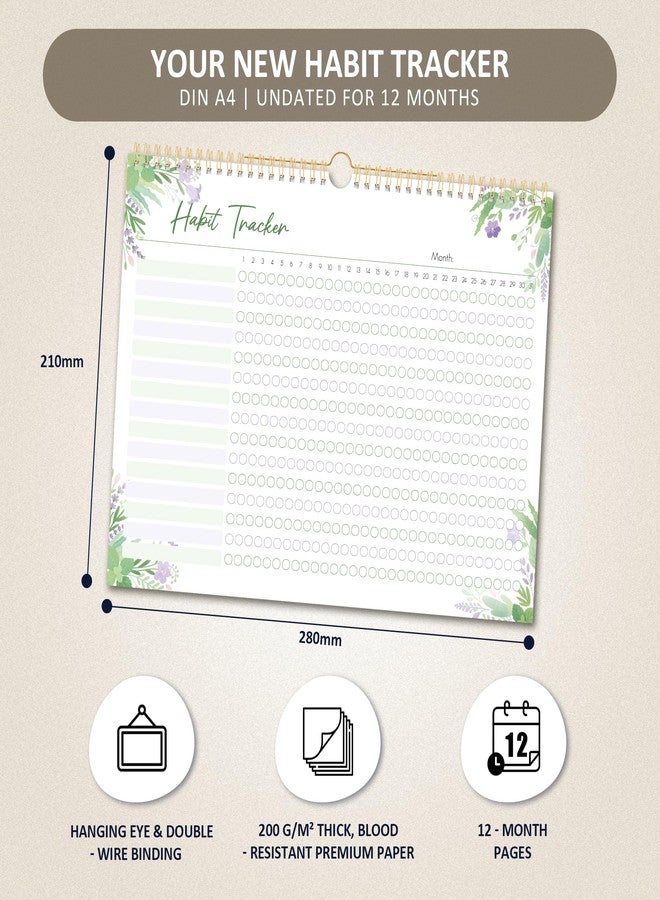 BIROYAL Habit Tracker Calendar 2026 (Undated 12 Months) - Daily Habit Tracker Jounal with Spiral Binding & Hanger - Goal Tracker - Motivational Monthly Habit Calendar - Productivity Tool and Workout Calendar - 8.6" x 11.2" - Image 3