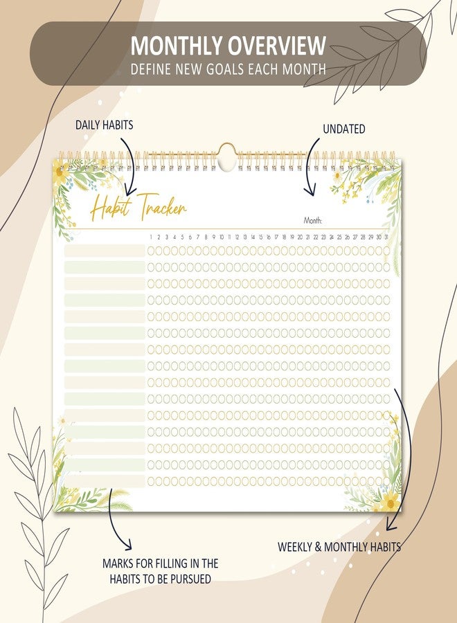 BIROYAL Habit Tracker Calendar 2026 (Undated 12 Months) - Daily Habit Tracker Jounal with Spiral Binding & Hanger - Goal Tracker - Motivational Monthly Habit Calendar - Productivity Tool and Workout Calendar - 8.6" x 11.2" - Image 2