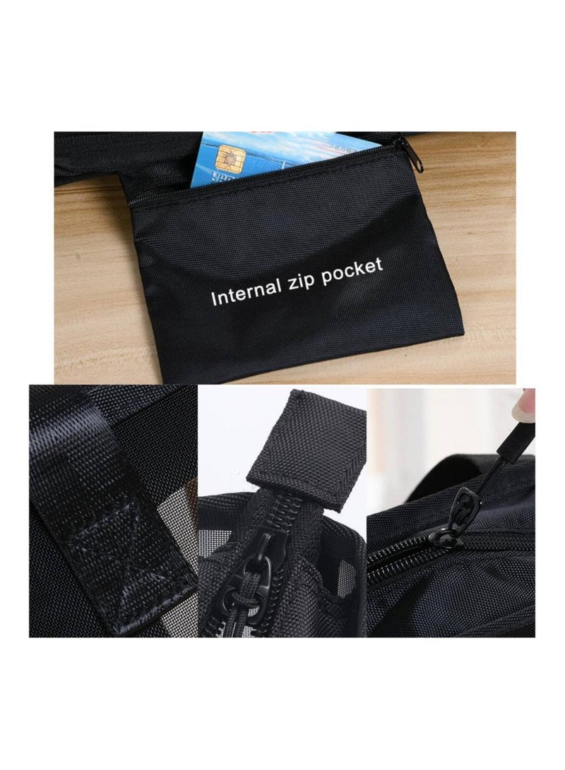 SYOSI 2 Pcs Mesh Cosmetic Makeup Bags for Women Thickened Zippered Handbag 1 Built In Zipper Pouch Suitable for Travel Bag Storage Bag Black  - Image 5