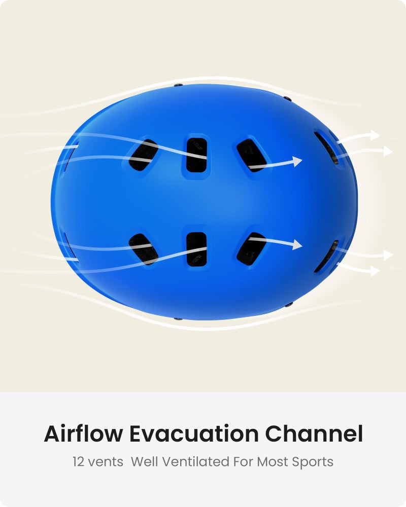 OutdoorMaster Skateboard Cycling Helmet - Two Removable Liners Ventilation Multi-Sport Scooter Roller Skate Inline Skating Rollerblading for Kids, Youth & Adults - L - Deep Blue - Image 4