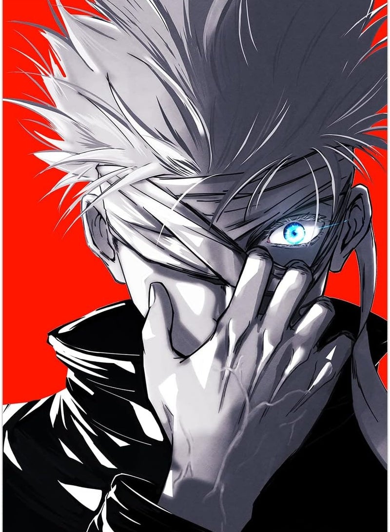 مؤسسة فكرة اليوم NESTLDEC Anime Jujutsu Kaisen ملصق Gojo Satoru قماش جدار الفن HD طباعة اللوحة غرفة الديكور الصبي هدية 12X16.5 بوصة (غير مؤطرة) - Image 1