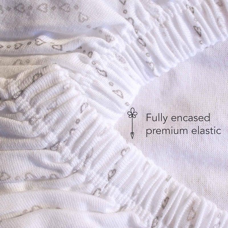 Luvberries 100% Organic Cotton Bassinet Sheets (Set of 2) for The Guava Lotus Travel Bassinet - Baby and Newborn, Fitted Bassinet Sheets, for Boys & Girls (Grey and White) - Image 4