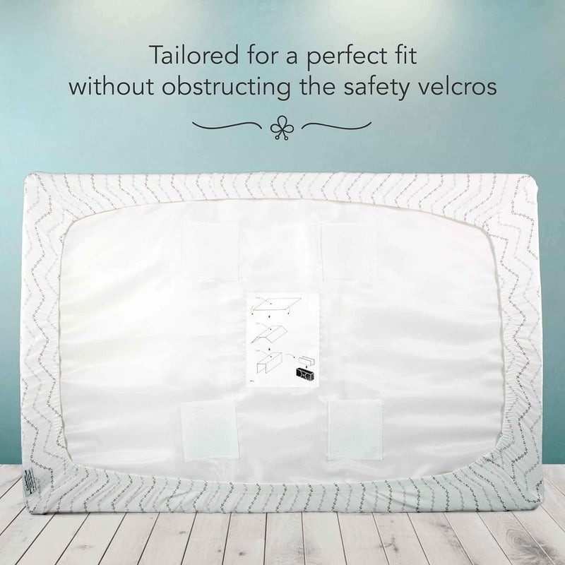 Luvberries 100% Organic Cotton Bassinet Sheets (Set of 2) for The Guava Lotus Travel Bassinet - Baby and Newborn, Fitted Bassinet Sheets, for Boys & Girls (Grey and White) - Image 3