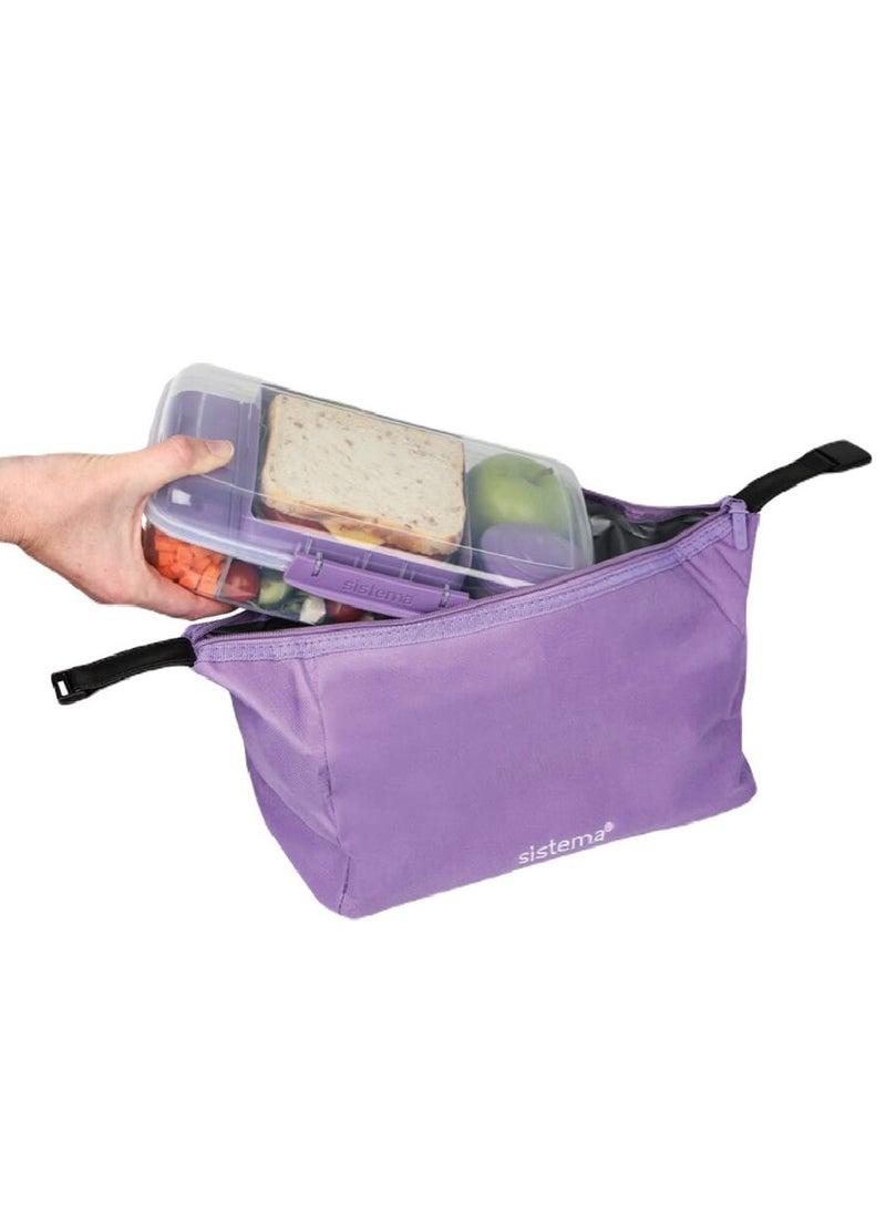 Sistema Insulated Lunch Bag Lilac – Reusable Lunch Cooler Bag with Thermal Insulation, Lightweight Portable Lunch Tote for School, Office, Picnic, Travel & Meal Prep Food Storage - Image 3