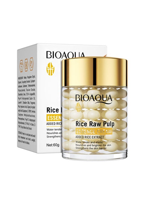 Rice Raw Pulp Essence Cream，Moisturizing Skin, Shrink Pores, Rice Extract Anti Aging Moisturizer, Smoth Fine Line, Restore Skin Elasticity（60g）