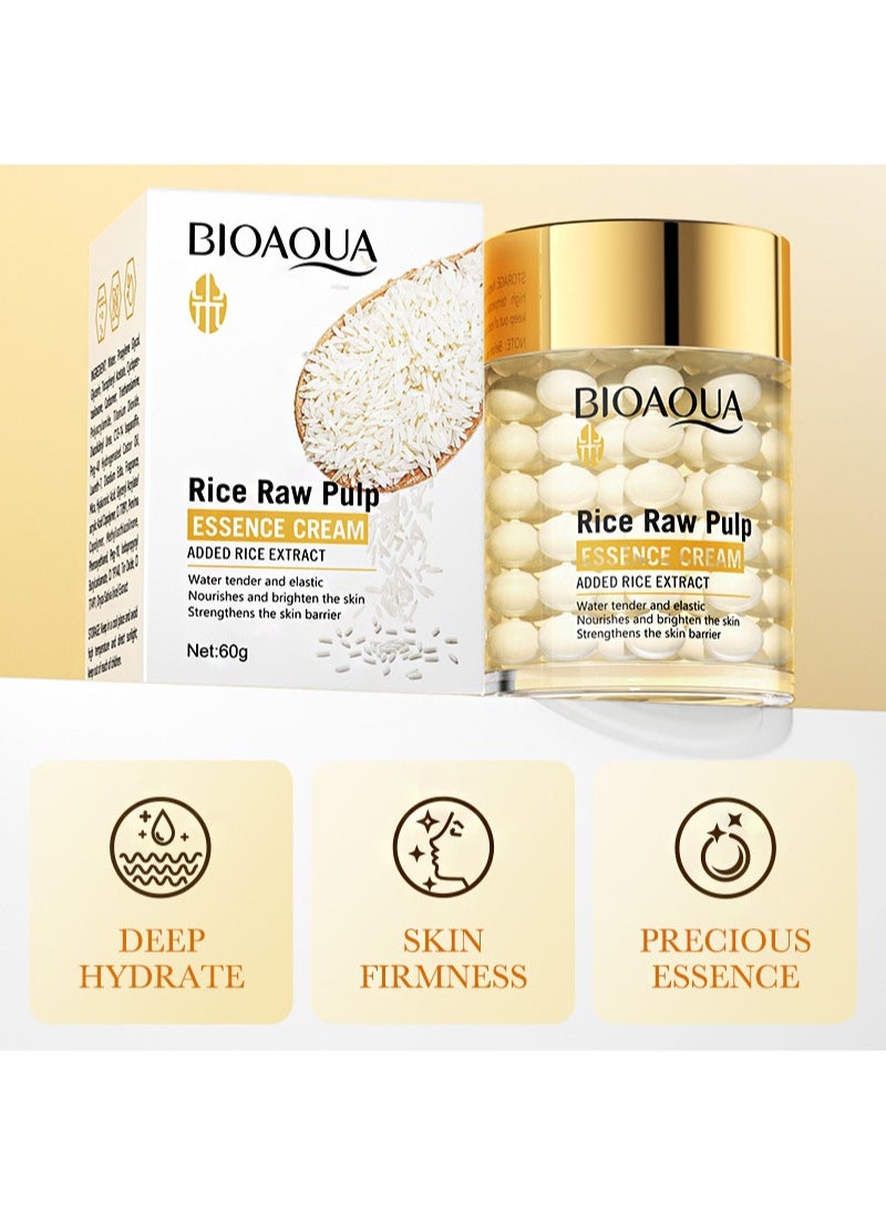 BIOAOUA - Rice Raw Pulp Essence Cream，Moisturizing Skin, Shrink Pores, Rice Extract Anti Aging Moisturizer, Smoth Fine Line, Restore Skin Elasticity（60g） - Image 1