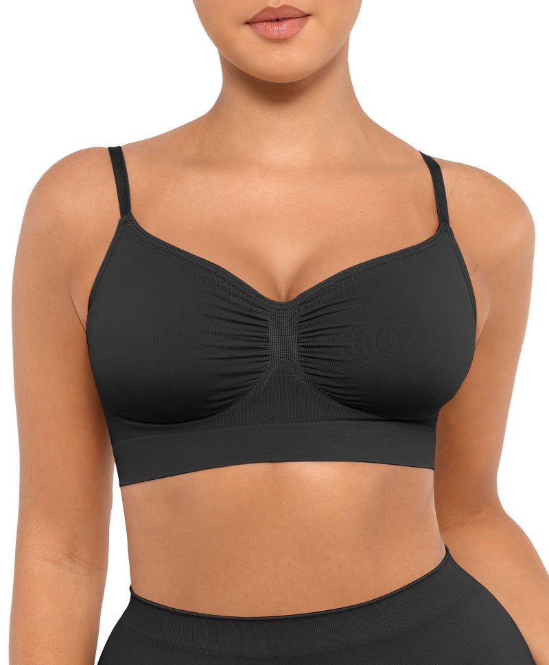 FeelinGirl Bralettes for Women No Underwire Supportive Full Coverage Basic Comfort Bra Black X-Large - Image 1