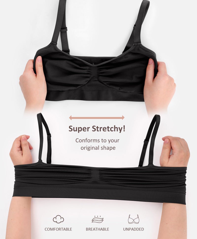 FeelinGirl Bralettes for Women No Underwire Supportive Full Coverage Basic Comfort Bra Black X-Large - Image 3