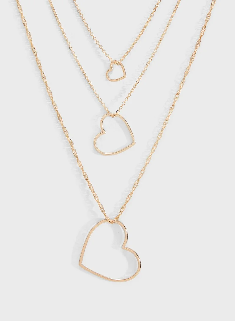 FOREVER 21 Heart Cutout Pendant Layered Necklace