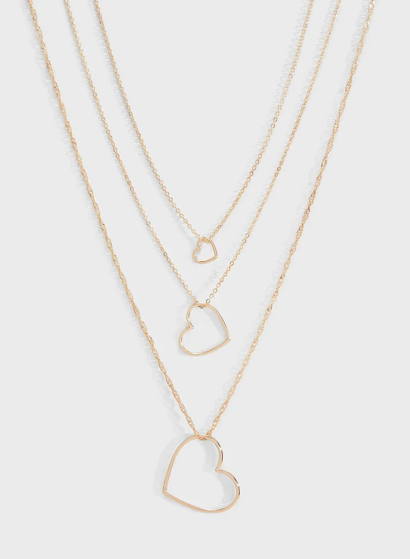 FOREVER 21 Heart Cutout Pendant Layered Necklace