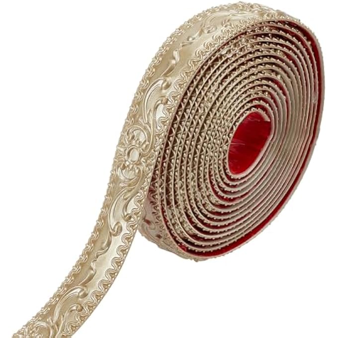 16.4 FT FLEXIBLE WALL TRIM SELF-ADHESIVE PVC PEEL AND STICK WALL MOLDING TRIM 3D WALLS EDGING STRIP FOR HOME MIRROR DECOR 1.4'' WIDE, CHAMPAGNE GOLD - Image 1