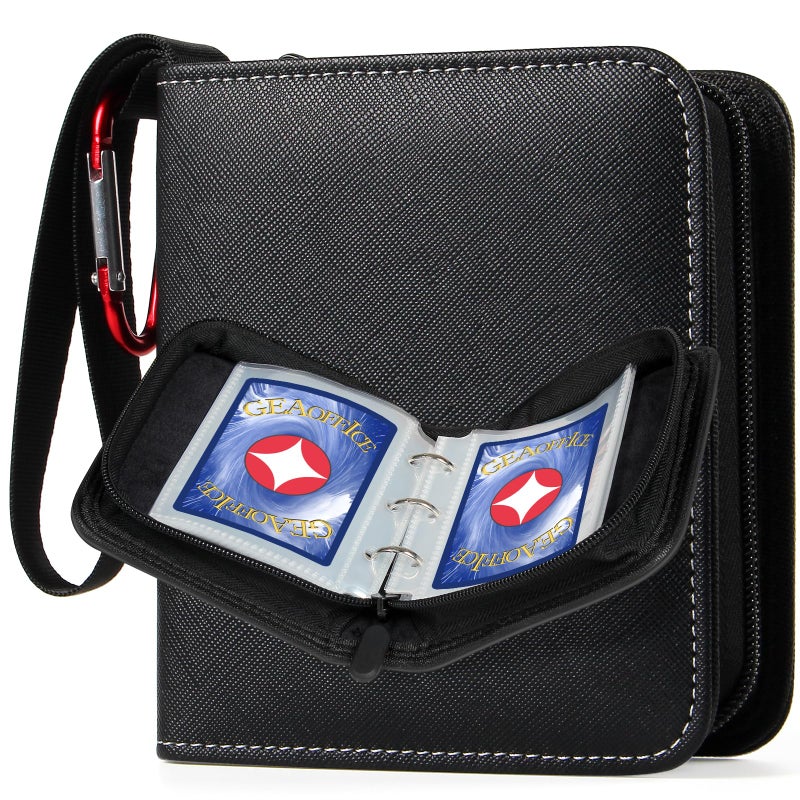 GEAoffice 1 Pocket Card Binder Mini Size, Super Lightweight Small Collectible Trading Card Albums for 80 Cards, 1 Pocket Top Loading Binder for TCG, MTG, Sports&Game Cards, Black - Image 1