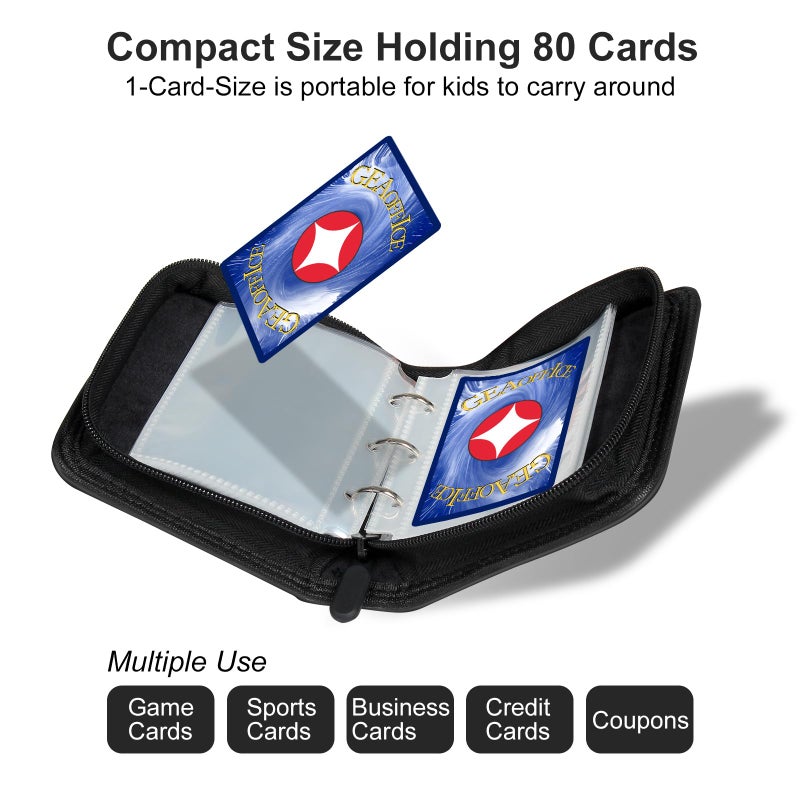 GEAoffice 1 Pocket Card Binder Mini Size, Super Lightweight Small Collectible Trading Card Albums for 80 Cards, 1 Pocket Top Loading Binder for TCG, MTG, Sports&Game Cards, Black - Image 5