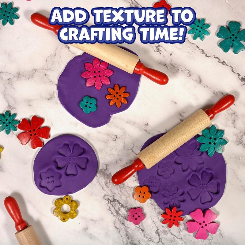 READY 2 LEARN Mini Wooden Rolling Pins | Set of 6 | 7.25 inches | Turning Handles | Play Dough Rollers for Crafts and Imaginative Play - Image 5