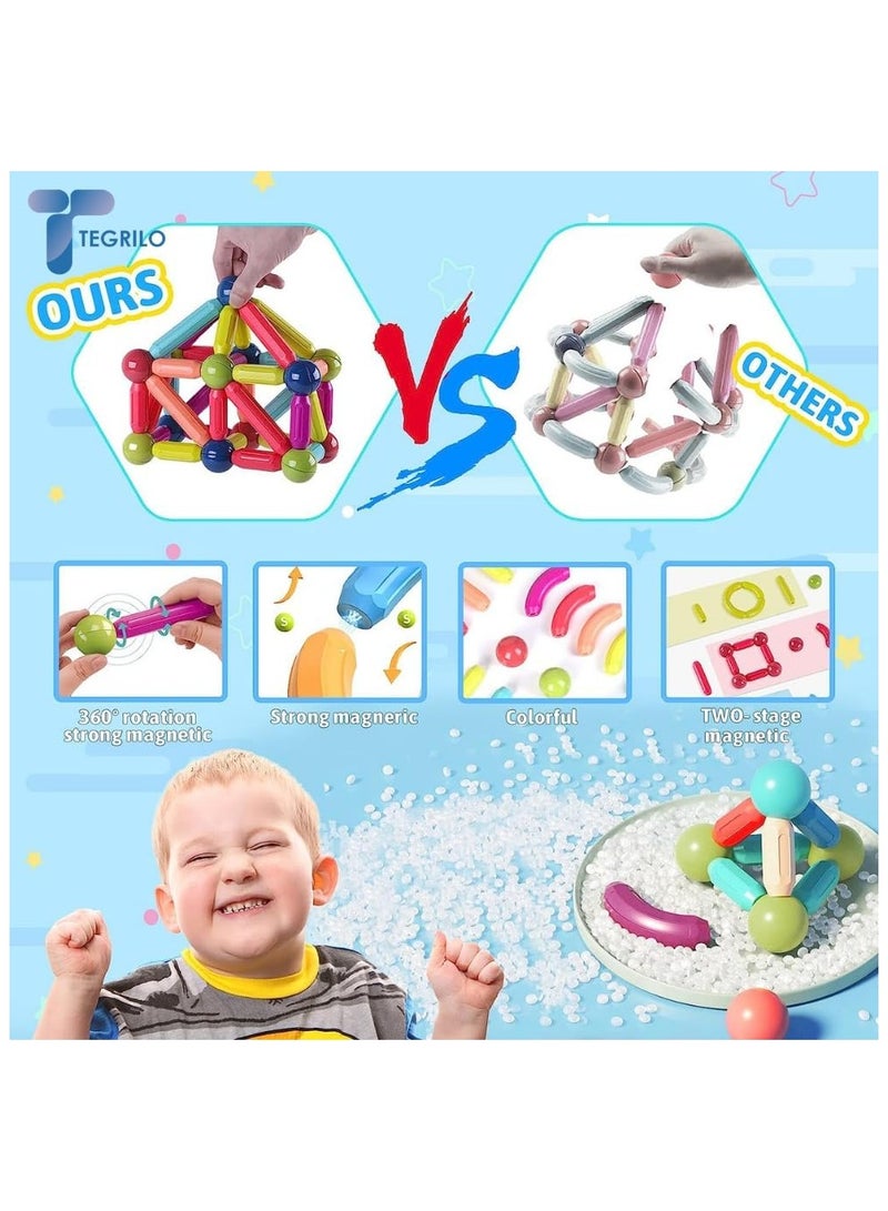 36 PCS Magnetic Building Blocks Toy, Stacking Magnetic Stick Rods and Ball Toys, Educational Construction Puzzle for Kids - Image 3