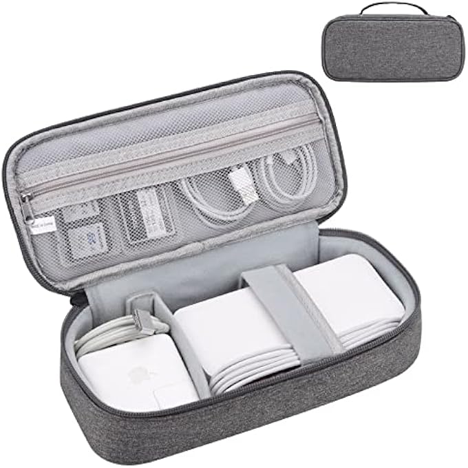 rayihni BEVEGEKOS ELECTRONICS TRAVEL ORGANIZER BAG, PORTABLE CARRYING CASE FOR CABLES, CHARGER AND CORDS, EXTERNAL POWER BANK & HARD DRIVE (DARK GREY) - Image 1