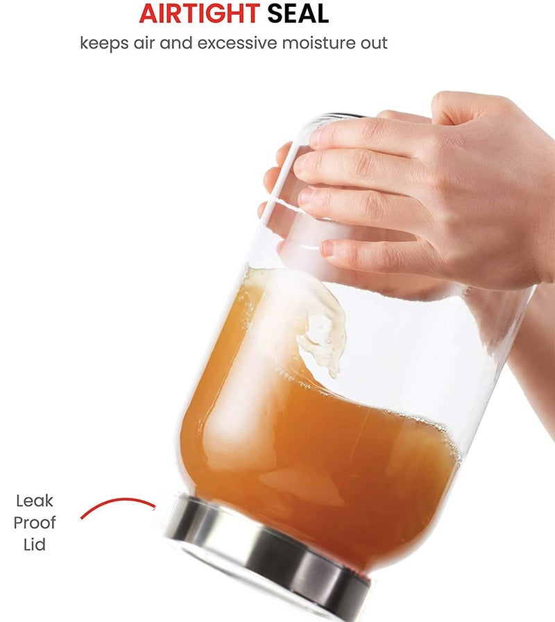 Brezzycloud Glass Jar 3000 ml | Round Jars for kitchen | Transparent Containers for Kitchen Pantry, Flour, Cereal, Masala, Dry Fruits | See Through Cap | Set of 2 - Image 2