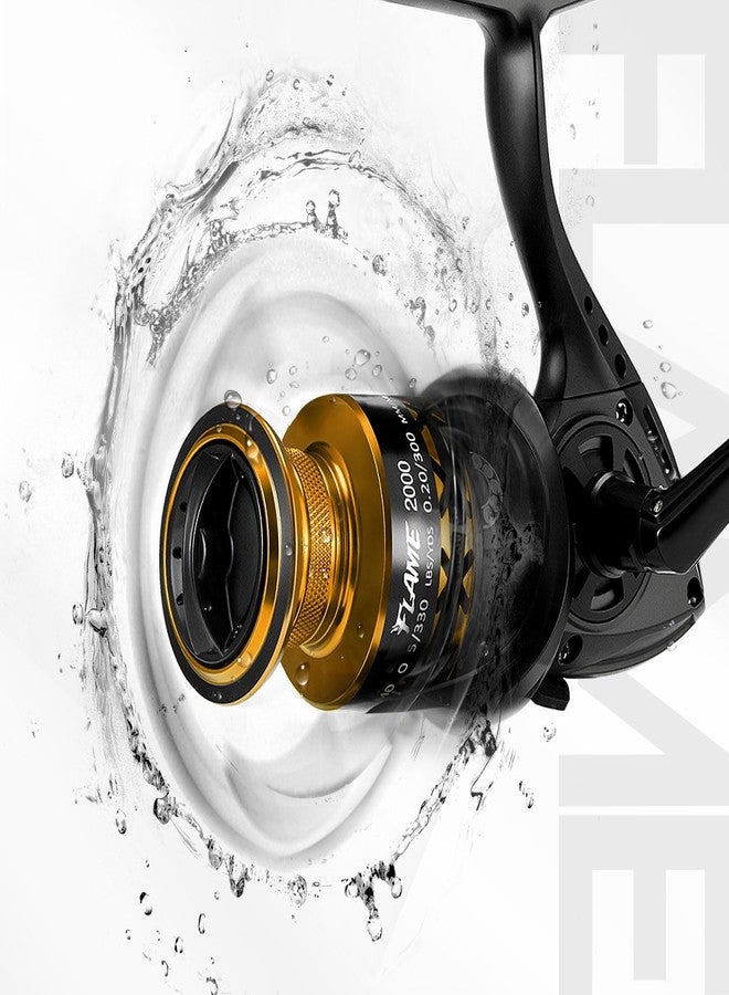 Piscifun Flame Spinning Reels, Lightweight 9+1BB Ultra Smooth Spinning Fishing Reels, Carbon Fiber 19.8Lbs Max Drag, 1000, Gold - Image 4