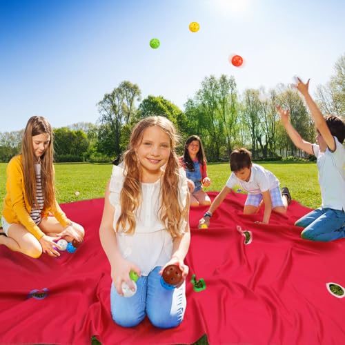Kathfly Red Hole Tarp Team Building Game 98 x 70 Inch Learning Fun Team Building Games for Work with 8 Pcs Team Building Ball for Teamwork Group - Image 5