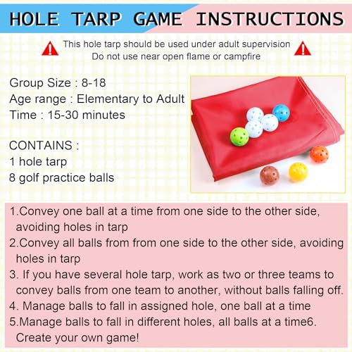 Kathfly Red Hole Tarp Team Building Game 98 x 70 Inch Learning Fun Team Building Games for Work with 8 Pcs Team Building Ball for Teamwork Group - Image 4