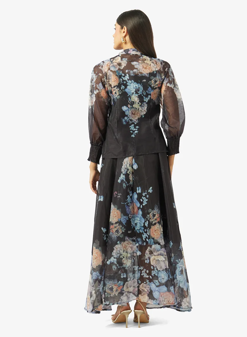Khizana Floral Print Top & Skirt Set