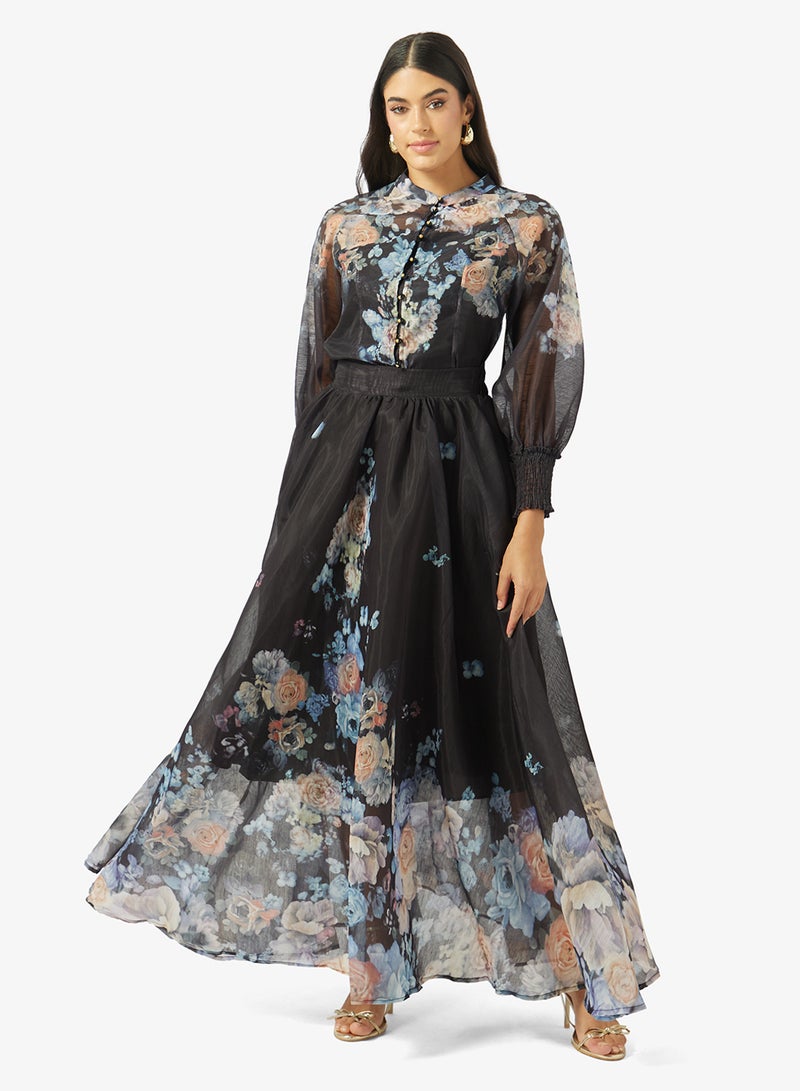 Khizana Floral Print Top & Skirt Set - Image 1