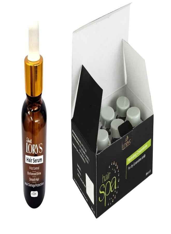 LORYS Hair Serum & Hydrating Concentrate Combo | Dry & Sensitive Scalp | Lavender & Rosemary | Frizz Control | Shine Enhancement | Ideal for All Hair Types | For Men & Women | Pack of 6 (30 ml +48ml) - Image 1