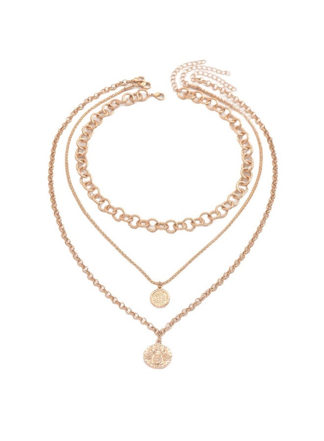 Lavida Trendy round bee pendant zinc alloy necklace for girls to wear multi-layered clavicle chain necklace - Image 5