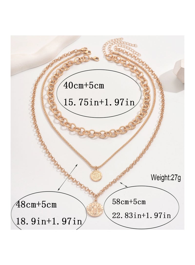 Lavida Trendy round bee pendant zinc alloy necklace for girls to wear multi-layered clavicle chain necklace - Image 3