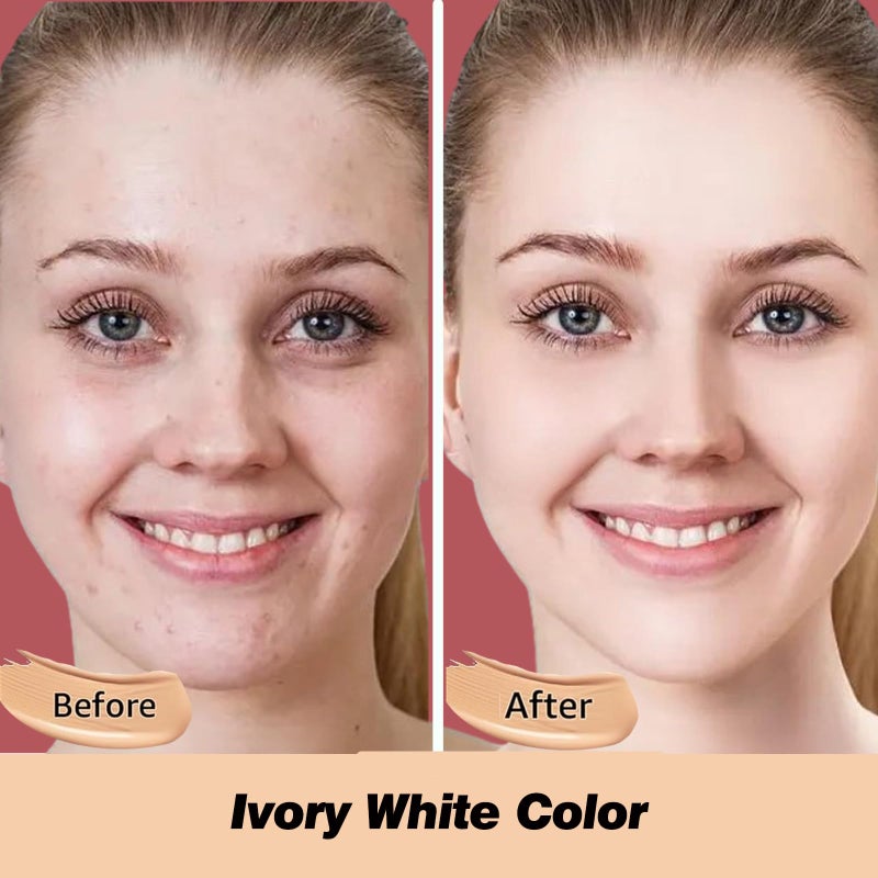 Kriloneal CC Cream Foundation Mushroom Head Air Cushion Face Makeup Moisturizing Concealer Waterproof Oil Control Long-Lasting Nude Makeup Even Skin Tone for All Skin Types(Ivory White) - Image 2
