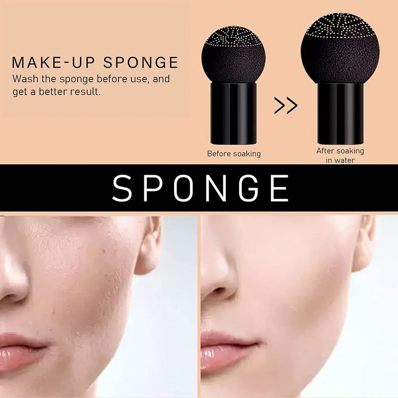 Kriloneal CC Cream Foundation Mushroom Head Air Cushion Face Makeup Moisturizing Concealer Waterproof Oil Control Long-Lasting Nude Makeup Even Skin Tone for All Skin Types(Ivory White) - Image 5