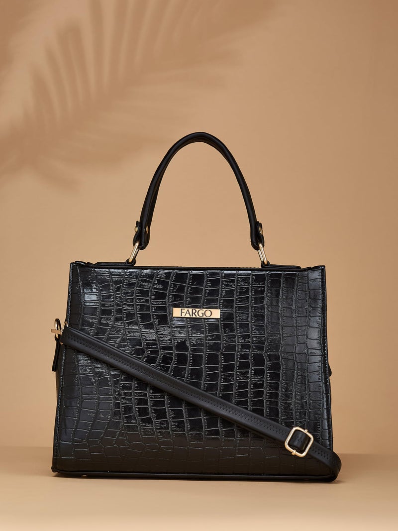 Fargo Office Bag for Women | PU Leather Shoulder Handbag | 12 Inches Stylish Purse (Black) - Image 4