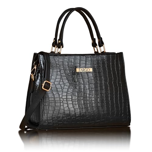 Fargo Office Bag for Women | PU Leather Shoulder Handbag | 12 Inches Stylish Purse (Black) - Image 1