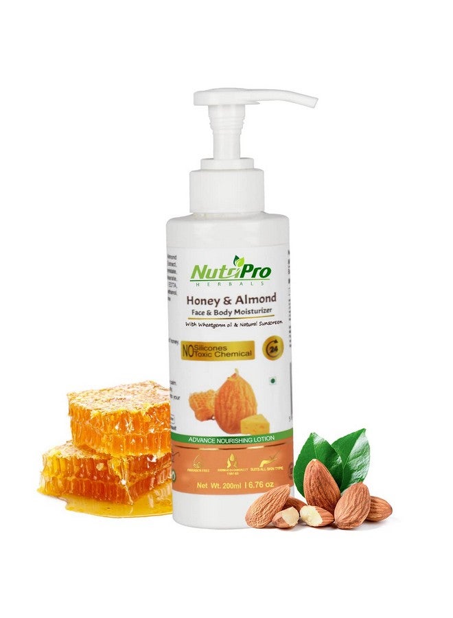 NutriPro Honey & Almond Face & Body Moisturizer | With Wheat Germ Oil| Non-Sticky Body Lotion for Women & Men| Advance Nourishing Lotion | No Silicones Paraben Free (200ml) - Image 1