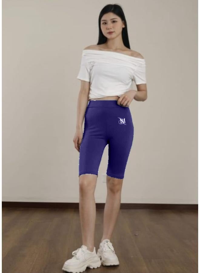 No brands Women's Knee Length Cotton Biker Shorts Leggings Walking Exercise Workout Yoga Boyshorts Activewear KU361 - Image 1