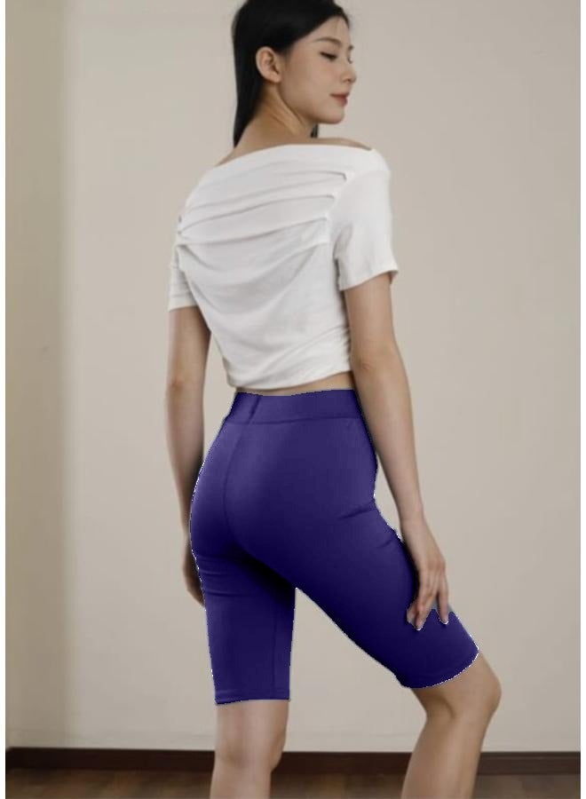 No brands Women's Knee Length Cotton Biker Shorts Leggings Walking Exercise Workout Yoga Boyshorts Activewear KU361 - Image 2