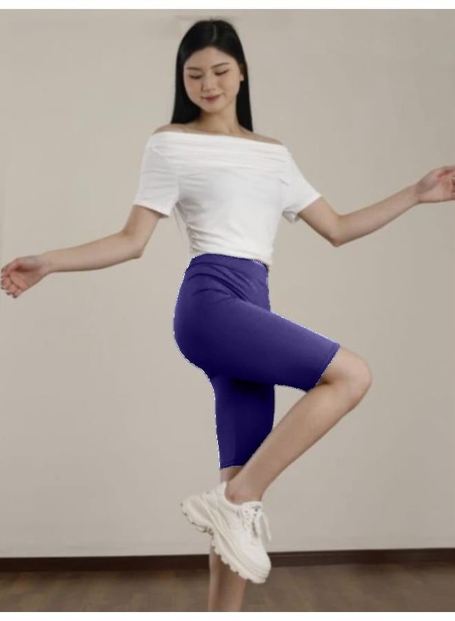 No brands Women's Knee Length Cotton Biker Shorts Leggings Walking Exercise Workout Yoga Boyshorts Activewear KU361 - Image 3