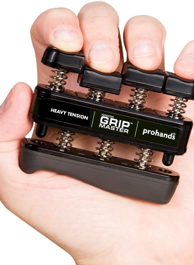 Prohands Gripmaster Hand Exerciser, Finger Exerciser (Hand Grip Strengthener), Spring-Loaded, Finger-Piston System, Isolate and Exercise Each Finger, (9 lb Heavy Tension, Black-Gripmaster) - Image 1