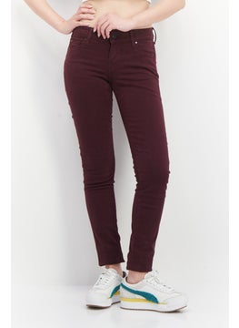 Women Skinny Fit Solid Chino Pant, Maroon