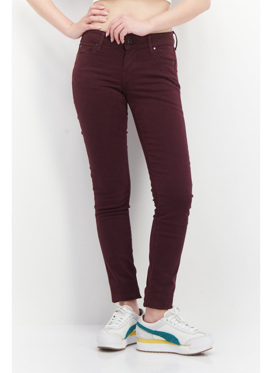 Pepe Jeans Women Skinny Fit Solid Chino Pant, Maroon  - Image 1