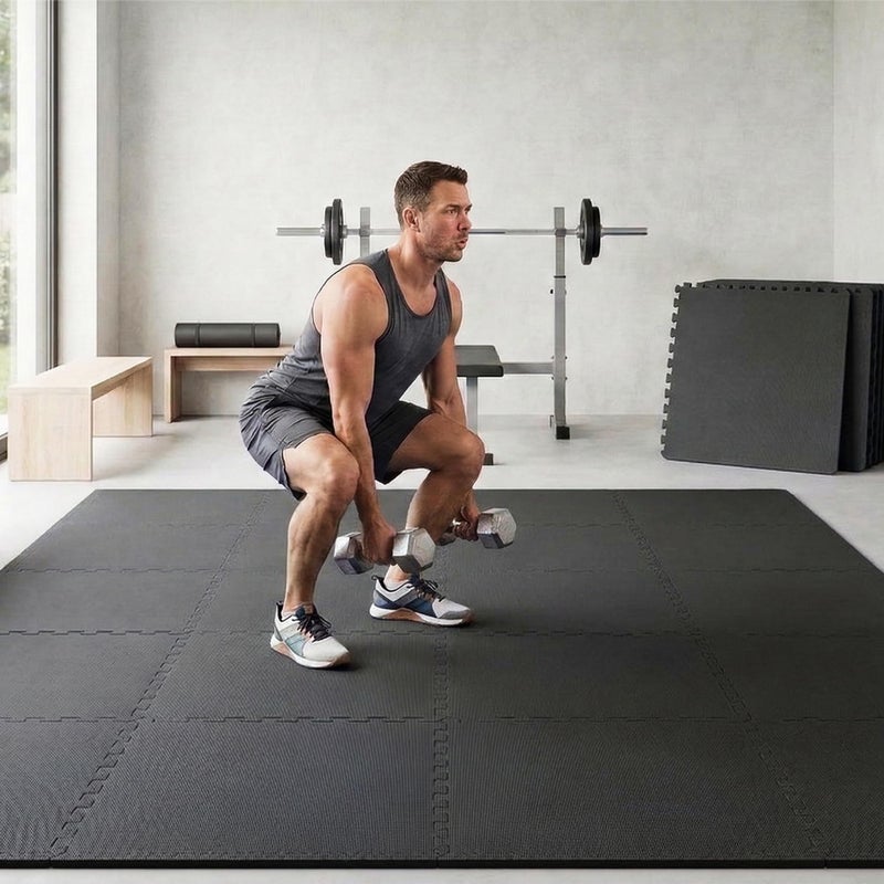 BalanceFrom 24x24 Inch EVA Interlocking Foam Exercise Tile Mat â€“ Non-Slip Puzzle Flooring for Home Gym, Fitness Studio, or Playroom with Multiple Thickness, Coverage Sizes and Color Options - Image 5