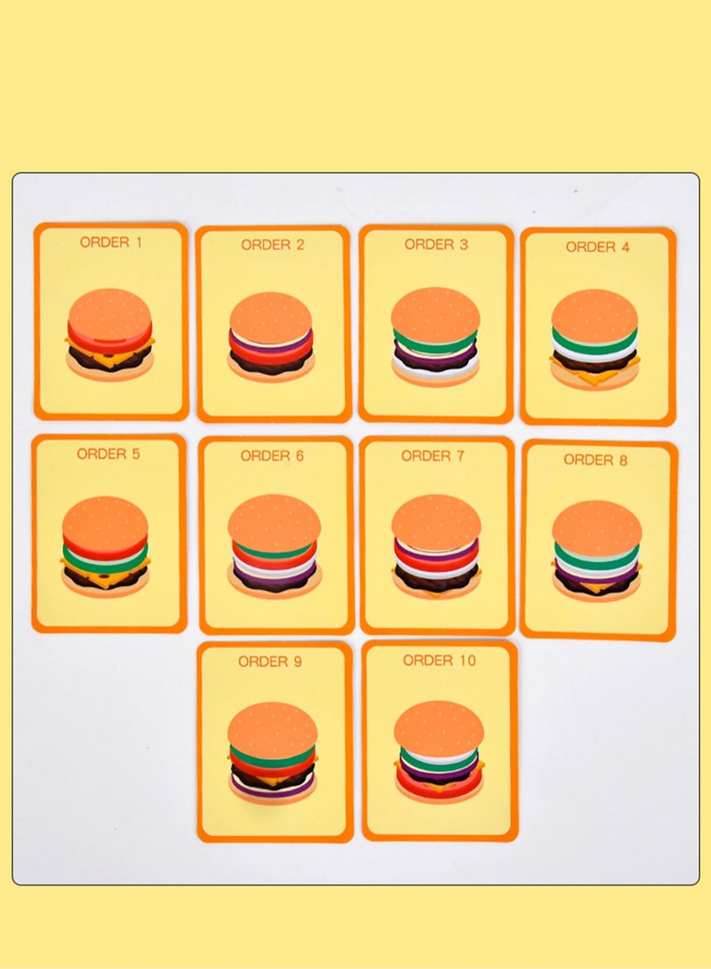 Wooden Stacking Toys for Kids, Pretend Food Toys for Toddlers, Montessori Toys for 3 Year Olds, Preschool Educational Toys for Developing Fine Motor Skills (Burger) - Image 2