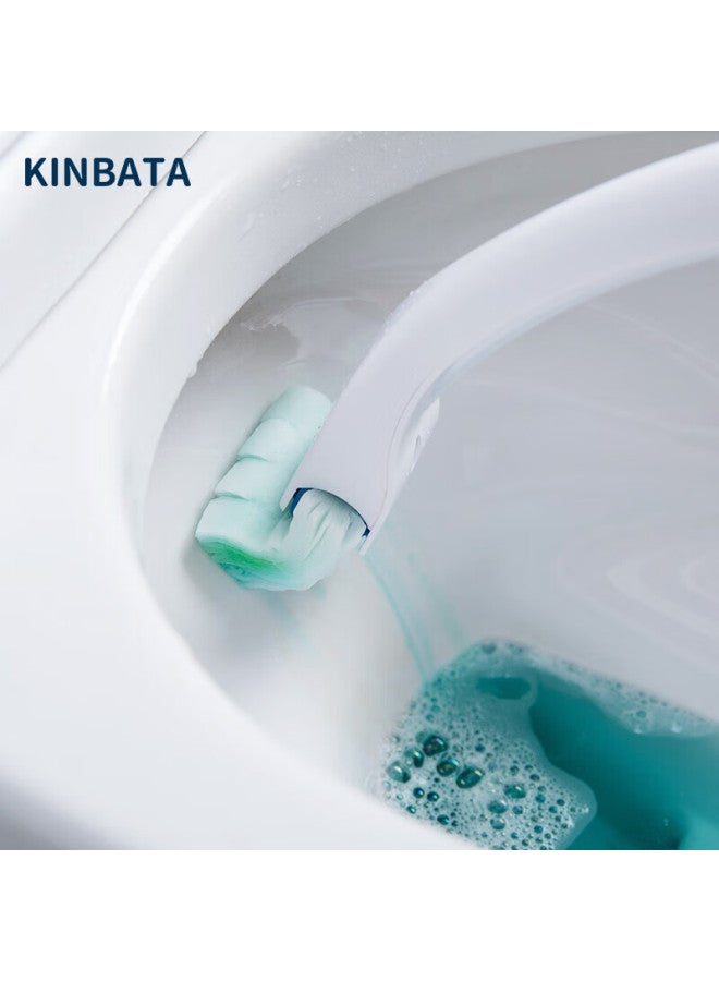 Kinbata Disposable Toilet Brush Handle, Flushable Brush Head With Built-in Cleaner, Dissolves Easily, Replaceable Brush Head - Image 1
