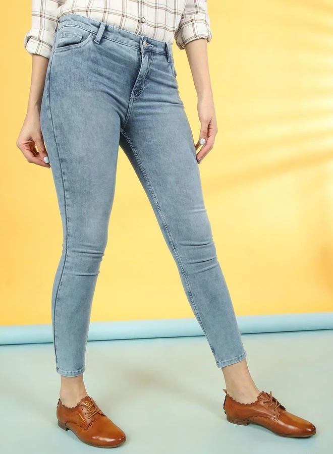 Freehand Freehand Women Blue Skinny Fit Solid Jeans