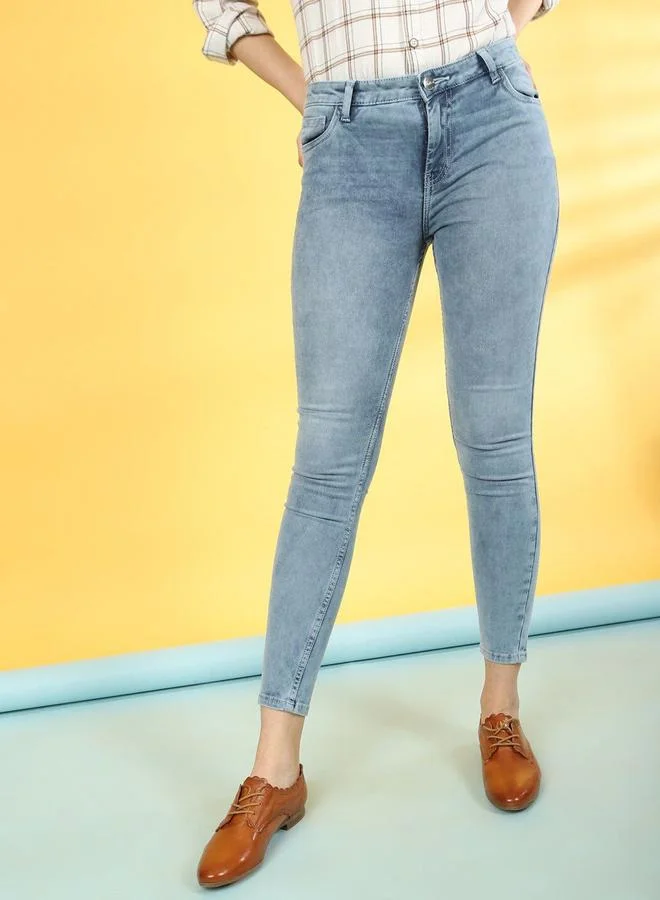 Freehand Freehand Women Blue Skinny Fit Solid Jeans