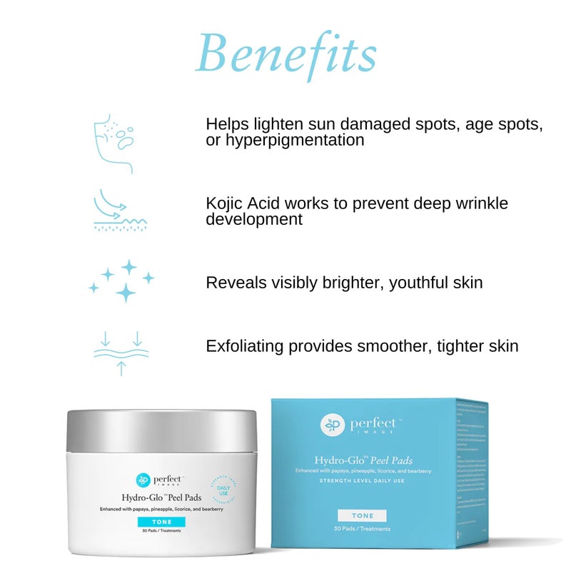 PERFECT IMAGE Hydro-Glo Peel Pads - Enhanced with Kojic, Mandelic, Glutathione, Licorice, Papaya, Pineapple, Bearberry Extracts (40% Strength) - Image 4