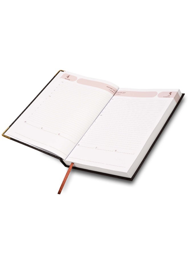 FIS 2027 Agenda Diary, 170x240mm Size, 1 Side Padded Cover Vinyl Materials, Golden Corners, 1 Day a Page, English, 60gsm White Paper, Chocolate Cover- FSDI75EVG27CH - Image 4