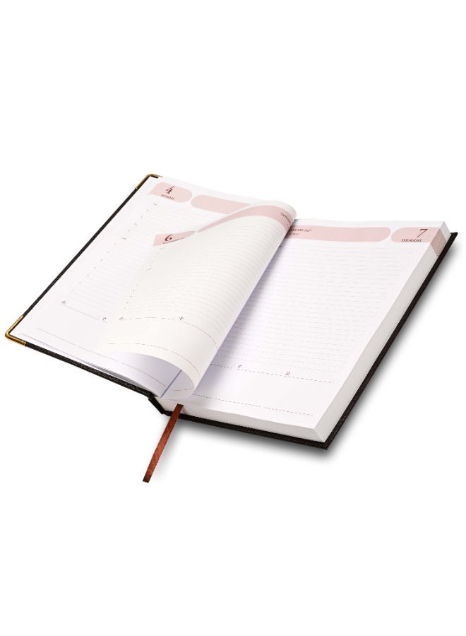 FIS 2027 Agenda Diary, 170x240mm Size, 1 Side Padded Cover Vinyl Materials, Golden Corners, 1 Day a Page, English, 60gsm White Paper, Chocolate Cover- FSDI75EVG27CH - Image 2