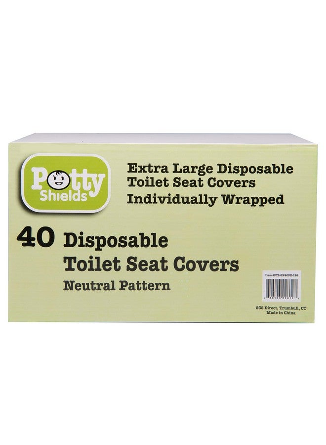 Potty Shields أغطية مقاعد المرحاض القابلة للتصرف (40 عبوة) - غطاء مرحاض XL مقاوم للماء للأطفال، والكبار - محمول ومغلف بشكل فردي للسفر، وتدريب الأطفال، والعطلات، والحمامات العامة - Image 2